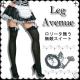 ロリィタ ロリータ フリル＆リボンのオーバーニーハイストッキング 黒 LEG AVENUE クリックポスト送料無料 /wosx009