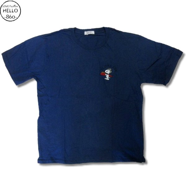 画像1: スヌーピー 3L 大きいサイズ メンズ Tシャツ 半袖 薄手 フム 困ったな 柄 刺繍 / bia426