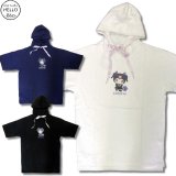 サンリオ マイメロ アメカジ メンズ 半袖 パーカー クロミちゃん 柄 プリント リボン紐 少しゆったりサイズ/ bia423