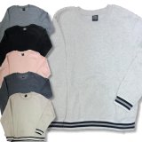 メンズ 裏起毛 長袖トレーナー 無地 リブライン スウェット アメカジ 少し薄手 /bia018