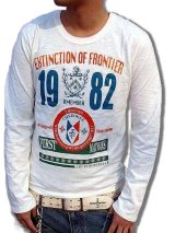 クリックポスト送料無料/ アウトレット メンズ お兄系アメカジ 長袖Tシャツ 1982ナンバリング マリン柄 ロングTee/ bia076