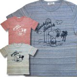 クリックポスト送料無料/ スヌーピー 半袖 Tシャツ メンズ 先染め 虹色  サーフィン 柄 アメカジ 再入荷x2 /bia105