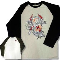 クリックポスト送料無料/ メンズ 長袖 和風 和柄 龍柄 刺繍 ラグラン袖 ロンT ロング Tシャツ 是空 / bia182