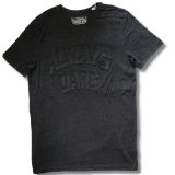 クリックポスト送料無料/在庫処分セール アウトレット 再無  メンズ 半袖 Tシャツ 3D 押し出し TRエンボスプリント 英字 柄 ロング丈 薄手 杢墨黒 再入荷x2 / bia203