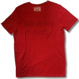 クリックポスト送料無料/在庫処分セール アウトレット 再無  メンズ 半袖 Tシャツ 3D 押し出し TRエンボスプリント 英字 柄 ロング丈 薄手 杢赤 再入荷x2 / bia204