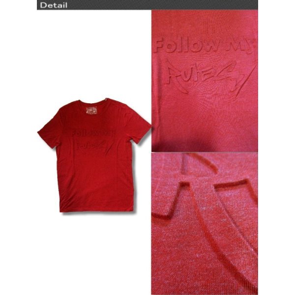 画像2: クリックポスト送料無料/在庫処分セール アウトレット 再無  メンズ 半袖 Tシャツ 3D 押し出し TRエンボスプリント 英字 柄 ロング丈 薄手 杢赤 再入荷x2 / bia204