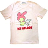 クリックポスト送料無料/ 在庫処分セール アウトレット 再無 サンリオ マイメロディ 柄 半袖 サガラ刺繍 Tシャツ アメカジ 薄手 メンズ / bia260