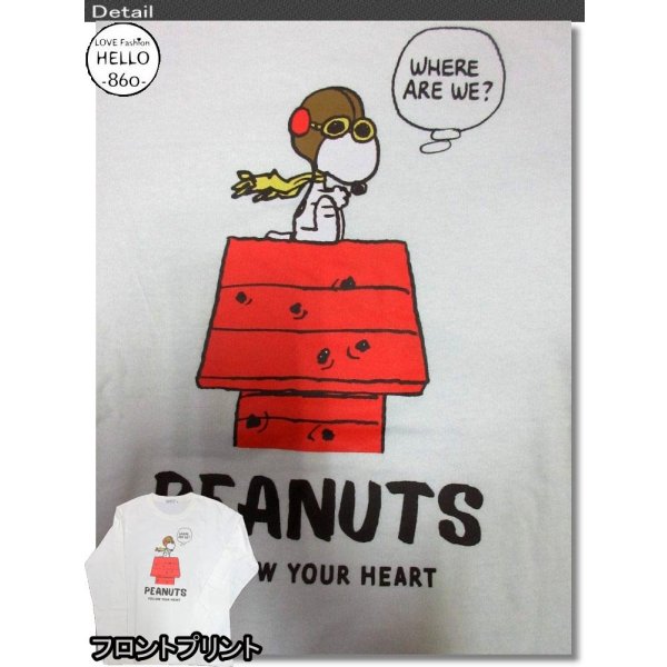 画像7: クリックポスト送料無料/ スヌーピー メンズ 長袖 プリント ワンポイント ロンT 妄想 パイロット 柄 アメカジ 薄手 / bia404