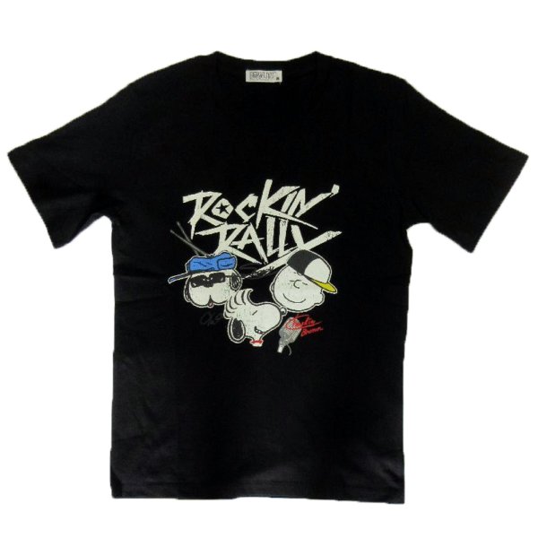 画像2: スヌーピー 半袖 Tシャツ メンズ 天竺 ひび割れプリント ロックンロール ヴォーカル 柄 キャラ 薄手 アメカジ /bia431