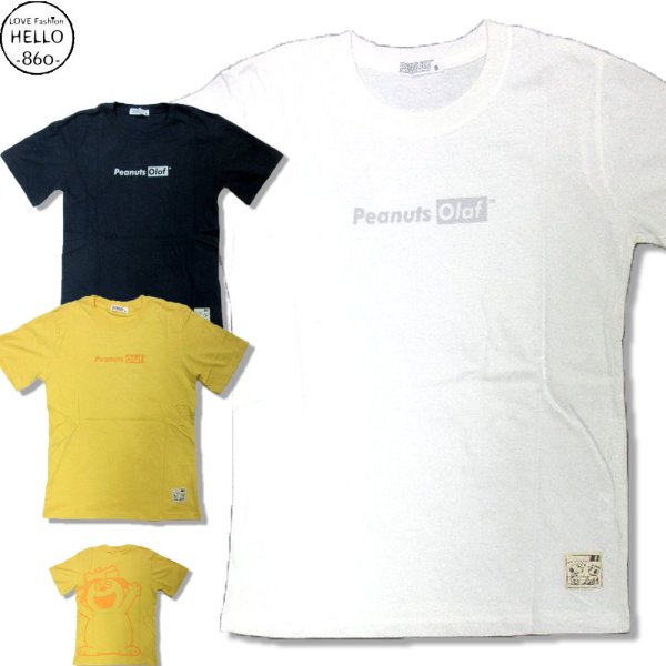 画像1: スヌーピー 半袖 Tシャツ メンズ 天竺 キャラタグ ビックバックプリント オラフ 柄 キャラ 薄手 アメカジ /bia438