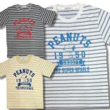 クリックポスト送料無料/ スヌーピー アメカジ メンズ 半袖 Tシャツ 先染め ボーダー 柄 プリント 薄手 / bia467