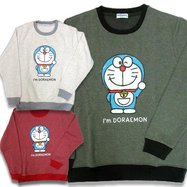 画像1: I'm Doraemonドラえもん メンズ 長袖 トレーナー 全身 柄 プリント 裏起毛 アニメ キャラ アメカジ / bia627