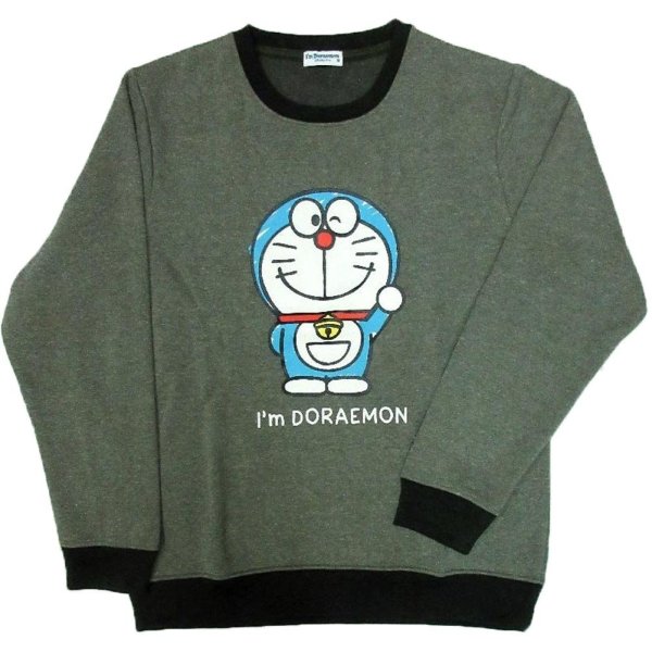 画像2: I'm Doraemonドラえもん メンズ 長袖 トレーナー 全身 柄 プリント 裏起毛 アニメ キャラ アメカジ / bia627
