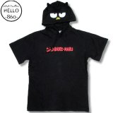 クリックポスト送料無料/ サンリオ なりきり 耳付きフード バッド バツマル 柄 半袖 Tシャツ アメカジ 薄手 メンズ / bia643