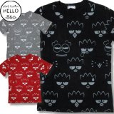 クリックポスト送料無料/ サンリオ バッド バツマル 総柄 半袖 Tシャツ アメカジ 薄手 メンズ / bia644