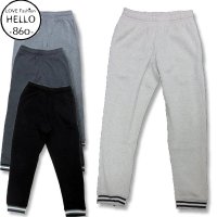 ZEKY ルームウェア メンズ 裏起毛 無地 ラインリブ スウェット ロング パンツ ボトム / bib025