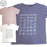 レディース 薄手 半袖 Tシャツ 天竺 アメカジ 魚 プリント 柄 真夏向き インナー 面白/ mia101