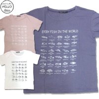 レディース 薄手 半袖 Tシャツ 天竺 アメカジ 魚 プリント 柄 真夏向き インナー 面白/ mia101