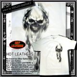 (ホットレザーズ) HOT LEATHERS 水墨画風 炭黒カラー ゴーストスカル 前後プリント メンズ 半袖 Tシャツ 白 rfa005