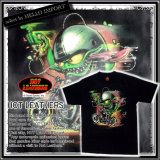 (ホットレザーズ) HOT LEATHERS  緑色 モンスター バイカー柄 メンズ 服 半袖 Tシャツ rfa050