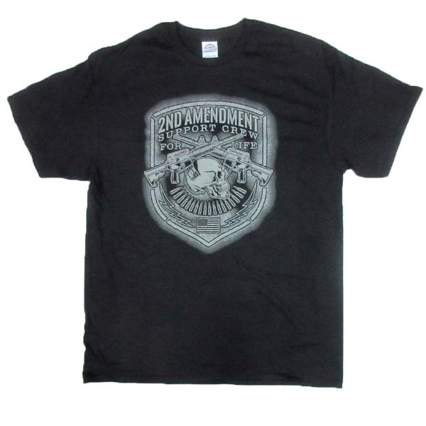 画像2: ホットレザーズ メンズ 服 半袖 Tシャツ シールド スカル マシンガン 柄 バイカーファッション 大きいサイズ 黒 クリックポスト送料無料 即納 /rfa090