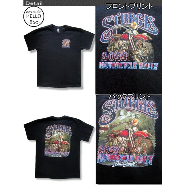 画像3: ホットレザーズ イベントT スタージス メンズ 半袖 Tシャツ バイク ハリウッド壁画 柄 服 黒 クリックポスト送料無料 即納 /rfa109