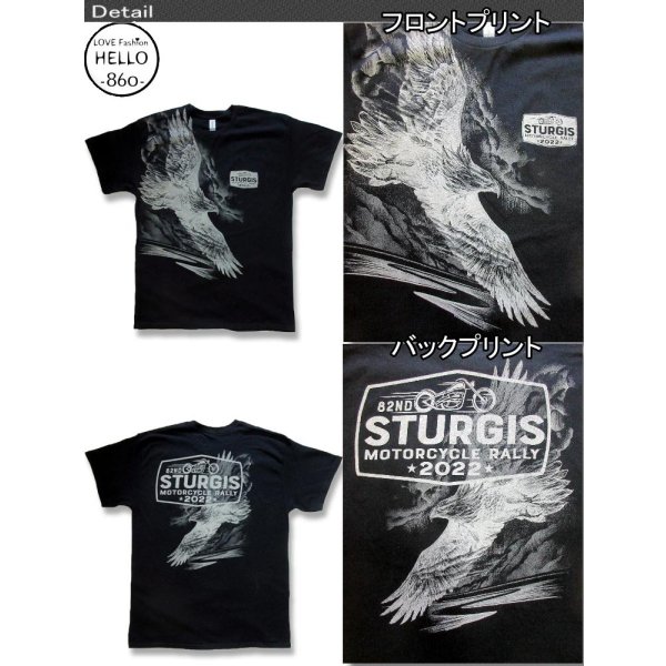 画像3: ホットレザーズ イベントT スタージス メンズ 半袖 Tシャツ ビッグプリント 鷹 柄 服 黒 クリックポスト送料無料 即納 /rfa116