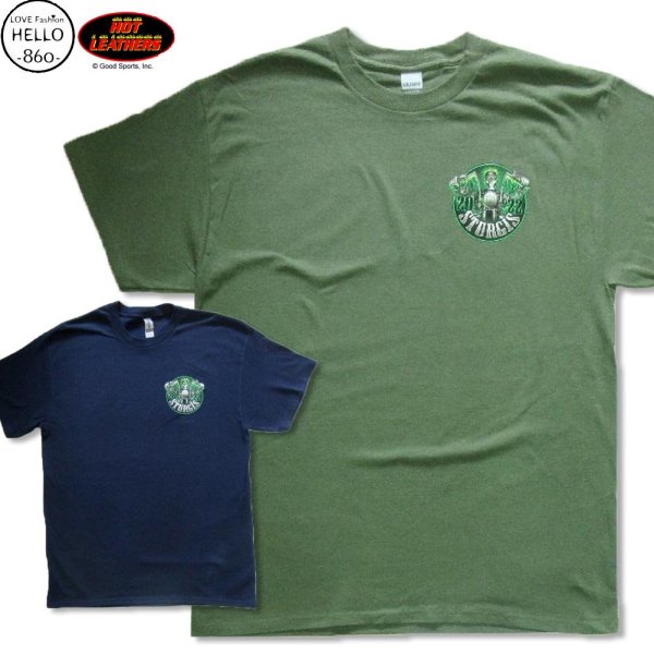 画像1: ホットレザーズ イベントT スタージス メンズ 半袖 Tシャツ スカルバイカーズ 柄 服 緑 紺 クリックポスト送料無料 即納 /rfa127