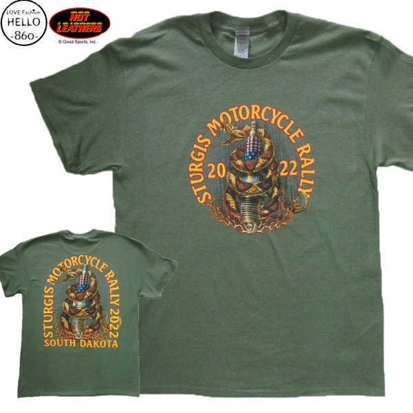 画像1: ホットレザーズ イベントT スタージス メンズ 半袖 Tシャツ コブラ 柄 服 緑 クリックポスト送料無料 即納 /rfa132