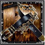 (ホットレザーズ) HOT LEATHERS ベルト メンズ かっこいい メタル細工のパンクベルト スカル型 rfh029