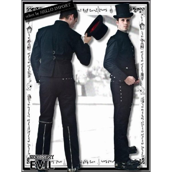 画像2: (ネセサリーイヴィル) NECESSARY EVIL ゴシック 服 紳士の ブラック ベスト メンズ 黒 rfa235