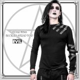 アウトレット NECESSARY EVIL ゴシック ビジュアル系 バックル付長袖カットソー Tシャツ Tee 黒 メンズ ゴス ファッション