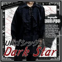 (ダークスター) DARK STAR UK フラワーネット フリル付 ジャボ ブラウス シャツ 大きいサイズ メンズ 長袖 黒 rfa076