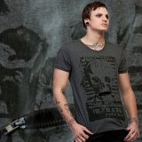QUEEN OF DARKNESS(クイーンオブダークネス) 口元チャック スカル Tシャツ 半袖 メンズ ゴシック 灰 rfa212