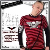 (クイーンオブダークネス) QUEEN OF DARKNESS ボーダー柄 スカル 羽根 長袖 ロンＴ メンズ ゴシック 赤 黒 rfa223