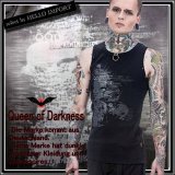 (クイーンオブダークネス) QUEEN OF DARKNESS 角鋲 ダメージ加工 Oリング付き テレコ タンクトップ メンズ ゴシック 黒 rfa244