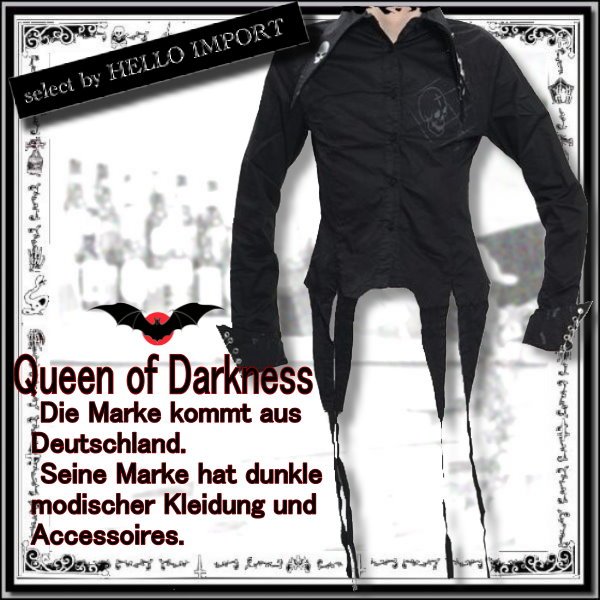 画像1: (クイーンオブダークネス) QUEEN OF DARKNESS ゴシック ファッション ドレスシャツ メンズ 服 黒 燕尾 細身 黒 rfa254