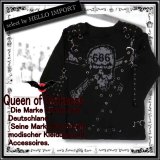 (クイーンオブダークネス) QUEEN OF DARKNESS ゴシック 服 メンズ ロンT 長袖 ボンテージ 666のスカル柄 黒 rfa257
