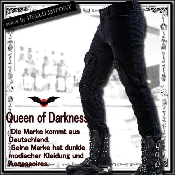 画像5: (クイーンオブダークネス) QUEEN OF DARKNESS 独特な位置に付いたポケット ロングパンツ メンズ ゴシック 黒 rfb037