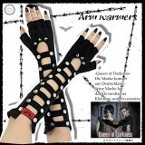 (クイーンオブダークネス) QUEEN OF DARKNESS パンク ロック 蝙蝠 刻印ボタン 手袋 ロング グローブ ジャーマン ゴス 黒 wox125