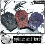 (ダークスター) Dark Star ゴシック ゴス 蜘蛛の巣レース&蜘蛛刺繍柄 コフィン型 ミニポーチ バッグインバッグ ユニセックス rfo030