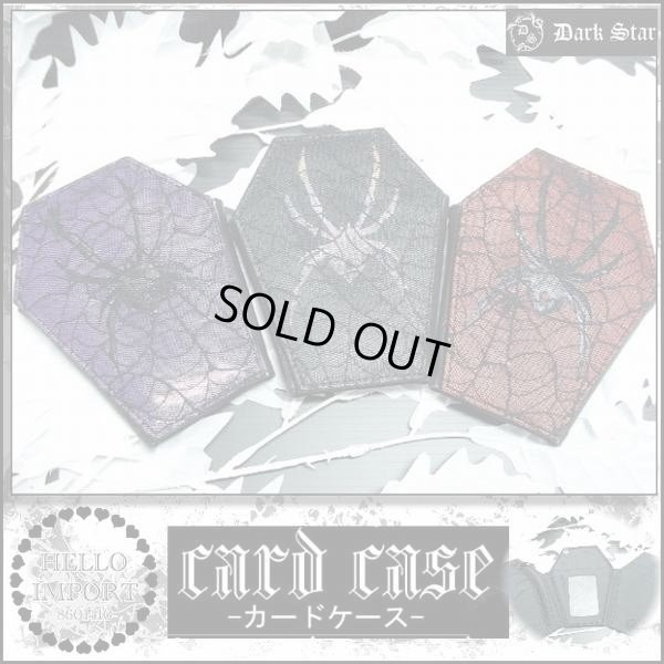 画像1: (ダークスター) Dark Star ゴシック 蜘蛛の巣 レース 蜘蛛刺繍柄 コフィン型 パスケース 定期入れ ユニセックス rfo031