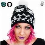 RAT BABY by TOO FAST オカルトパンク ぼんぼり付ニット帽子 月満ち欠け＆スター＆ネコたん柄 ファッション ユニセックスユニセックス