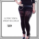 (ネセサリーイヴィル) NECESSARY EVIL ゴシック ボンテージ風リボン＆透けシフォン ジャージー レギンス スパッツ レディース 黒 woj069