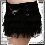 (クイーンオブダークネス)QUEEN OF DARKNESS ゴスパン蝙蝠ワッペン付ローライズスカート