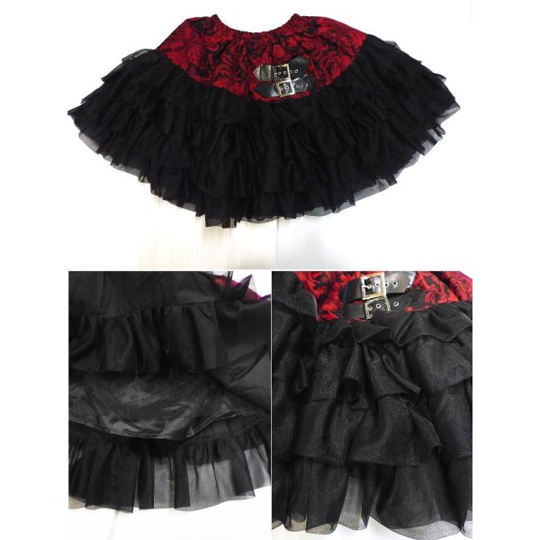 画像3: HP価格 (クイーンオブダークネス) QUEEN OF DARKNESS ゴシック 深紅花柄 黒色 ティーアドの艶美 スカート wosk068 黒x赤