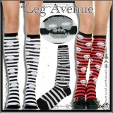 LEG AVENUE パンク インポート ハイソックス ボーダー×スカル柄 クリックポスト送料無料 /wosx054