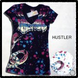 廃盤 Vネック 半袖 Tシャツ レディース インポート 服 ペンキ飛び散り＆蛇柄 入手困難 レアアイテム/wot006