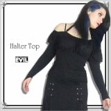 HP価格 Necessary EVIL 肩出しホルターネック 長袖カットソー 無地 黒 ポイントUP100