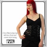 (ネセサリーイヴィル) NECESSARY EVIL ゴシック 妖艶レース リボン編み上げ ストレッチ キャミソール 黒 wot126